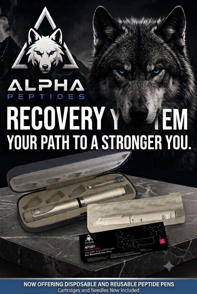 Alpha Peptides Recovery System — free injectable peptide pen with every purchase